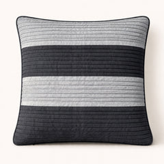 Fabric Crafted Cushion Cover – Black | 16"x16" | Poly Cotton Fabric | Modern Striped Texture Design