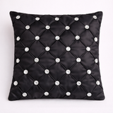 Hand Crafted Cushion Cover – Black | 16"x16" | Poly Cotton | Diamond Button Tufted Design
