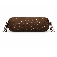 Cylindrical Hand-Crafted Brown Bolster Cover – 9"x20" | Cotton Polyester Fabric | Lightweight & Elegant