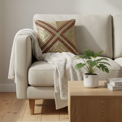 Handcrafted Dark Gold Cushion Cover – 12"x12", Premium Poly Cotton