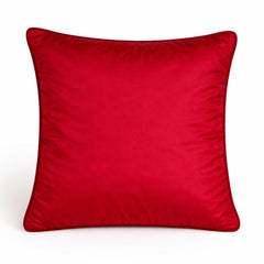 Maroon Red Embroidered Cushion Cover | 16"x16" | Poly Cotton | Circular Pattern Designer Cushion Cover
