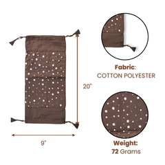Cylindrical Hand-Crafted Brown Bolster Cover – 9"x20" | Cotton Polyester Fabric | Lightweight & Elegant