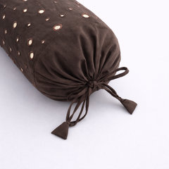 Cylindrical Hand-Crafted Brown Bolster Cover – 9"x20" | Cotton Polyester Fabric | Lightweight & Elegant