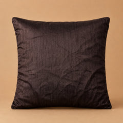 Handcrafted Cushion Cover – Brown | 16"x16" | Floral Vine Embroidered Decorative Cushion Cover