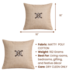 Hand Crafted Cushion Cover – Clay | 16"x16" | Matty Poly Cotton | Embellished Center Design