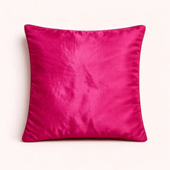 Fabric Crafted Cushion Cover – Dark Pink | 12"x12" | Poly Cotton | Circular Pleated Design