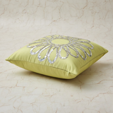 Handcrafted Green Floral Cushion Cover – 12"x12", Premium Poly Cotton