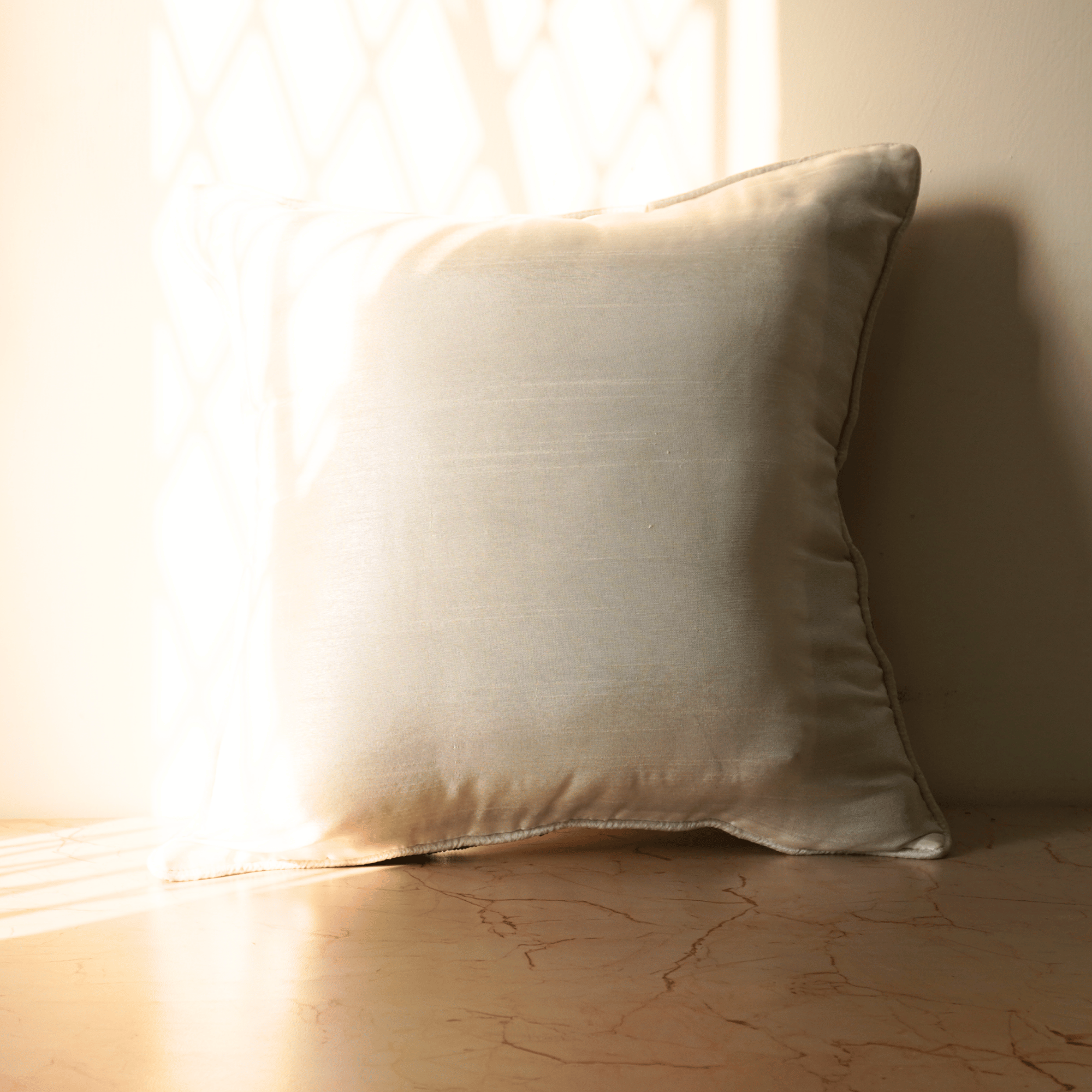 Handcrafted White Cushion Cover – 16"x16", Premium Poly Cotton
