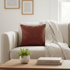 Handcrafted Maroon Cushion Cover – 16"x16", Premium Poly Cotton