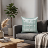 Hand-Crafted Cushion Cover – Green Silver | 12"x12" | Poly-Foam-Cotton | Elegant Festive Accent