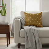 Handcrafted Khaki Cushion Cover – 16"x16" | Premium Poly-Cotton Matty | Crystal-Studded Diamond Quilting | Elegant Neutral Décor