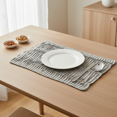 Pcs - 6, 4, 1,  Fabric-Crafted LL Beige Placemat – 13"x19", Premium Poly Cotton