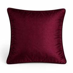 Maroon Silver Embroidered Cushion Cover | 16"x16" | Poly Cotton | Circular Pattern Designer Cushion Cover