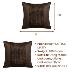 Handcrafted Cushion Cover – Brown Gold | 16"x16" | Poly-Cotton Matty Fabric | Premium Metallic Texture Design