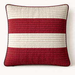 Fabric Crafted Cushion Cover – Maroon | 16"x16" | Poly Cotton Fabric | Elegant Striped Texture Design