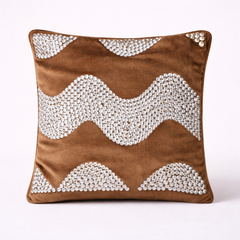 Hand-Crafted Cushion Cover – Mud Silver | 12"x12" | Poly Chenille-Cotton | Warm Festive Accent