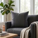 Handcrafted Cushion Cover – Steel Gray | 16"x16" | Poly-Cotton Matty Fabric | Modern Textured Panel Design