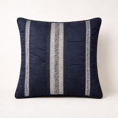 Handcrafted Black Cushion Cover – 12"x12" | Vertical Stripe Embroidery | Premium Poly Cotton