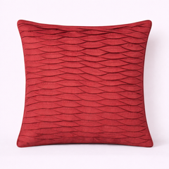 Fabric-Crafted Maroon Cushion Cover – 16"x16" | Wave Textured Design | Premium Poly-Cotton