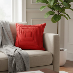 Fabric-Crafted Red Cushion Cover – 16"x16" | Poly Cotton | Soft, Stylish & Durable |