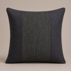 Handcrafted Cushion Cover – Steel Gray | 16"x16" | Poly-Cotton Matty Fabric | Modern Textured Panel Design
