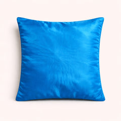 Fabric Crafted Cushion Cover – Turquoise Blue | 12"x12" | Poly Cotton | Circular Pleated Design