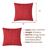 Fabric-Crafted Maroon Cushion Cover – 16"x16" | Wave Textured Design | Premium Poly-Cotton