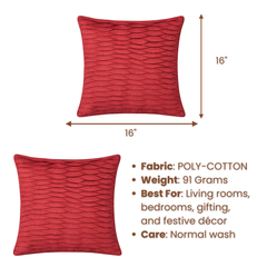 Fabric-Crafted Maroon Cushion Cover – 16"x16" | Wave Textured Design | Premium Poly-Cotton