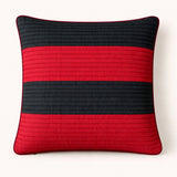Fabric Crafted Cushion Cover – Red & Black | 16"x16" | Poly Cotton Fabric | Bold Striped Texture Design