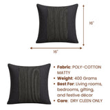 Handcrafted Cushion Cover – Steel Gray | 16"x16" | Poly-Cotton Matty Fabric | Modern Textured Panel Design