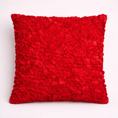 Fabric Crafted Cushion Cover – Red | 16"x16" | Poly Cotton | Premium Floral Texture Design