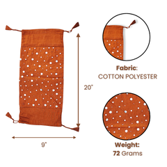 Cylindrical Hand-Crafted Orange Bolster Cover – 9"x20" | Cotton Polyester Fabric | Lightweight & Elegant