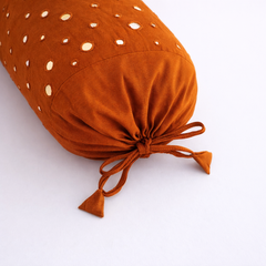 Cylindrical Hand-Crafted Orange Bolster Cover – 9"x20" | Cotton Polyester Fabric | Lightweight & Elegant