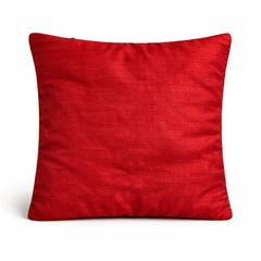 Fabric Crafted Cushion Cover – Red | 16"x16" | Poly Cotton | Premium Floral Texture Design