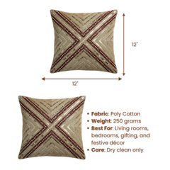 Handcrafted Gold Cushion Cover – 12"x12", Premium Poly Cotton