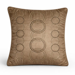 Beige Embroidered Cushion Cover | 16"x16" | Poly Cotton | Circular Pattern Designer Cushion Cover