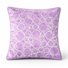 Machine-Crafted Baby Rose Cushion Cover – 12"x12" | Circular Embroidered Design | Premium Poly Channel Fabric