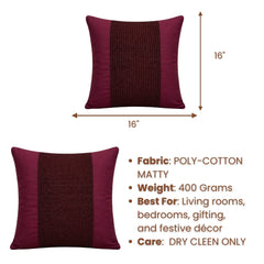Handcrafted Cushion Cover – Dark Pink | 16"x16" | Poly-Cotton Matty Fabric | Elegant Textured Center Design