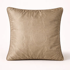 Beige Embroidered Cushion Cover | 16"x16" | Poly Cotton | Circular Pattern Designer Cushion Cover
