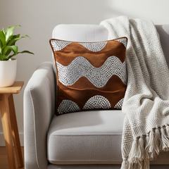 Hand-Crafted Cushion Cover – Light Brown Silver | 12"x12" | Poly Chenille-Cotton | Rich Festive Accent