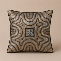 Handcrafted Cushion Cover – Metallic | 12"x12" | Embroidered Decorative Cushion Cover