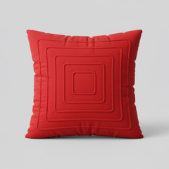 Fabric-Crafted Maroon Cushion Cover – 16"x16" | Modern Layered Geometric Texture | Premium Poly Cotton |