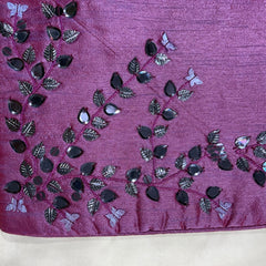 Hand Crafted Cushion Cover – Violet | 16"x16" | Poly Cotton Fabric | Elegant Embroidered Floral Design