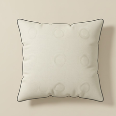 Handcrafted Beige Cushion Cover – 16"x16" | Poly Cotton | Metal Ring Accent Design | Premium Festive Décor