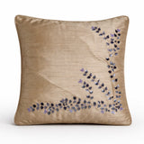Hand Crafted Cushion Cover – Beige | 16"x16" | Poly Cotton Fabric | Elegant Embroidered Floral Design