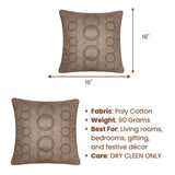 Soil Brown Designer Cushion Cover | 16"x16" | Poly Cotton | Circular Embroidery Cushion Cover for Sofa & Bed