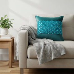 Handcrafted Green Cushion Cover – 12"x12", Premium Poly Cotton