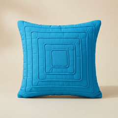 Fabric-Crafted Turquoise Cushion Cover – 16"x16" | Modern Layered Geometric Texture | Premium Poly Cotton |
