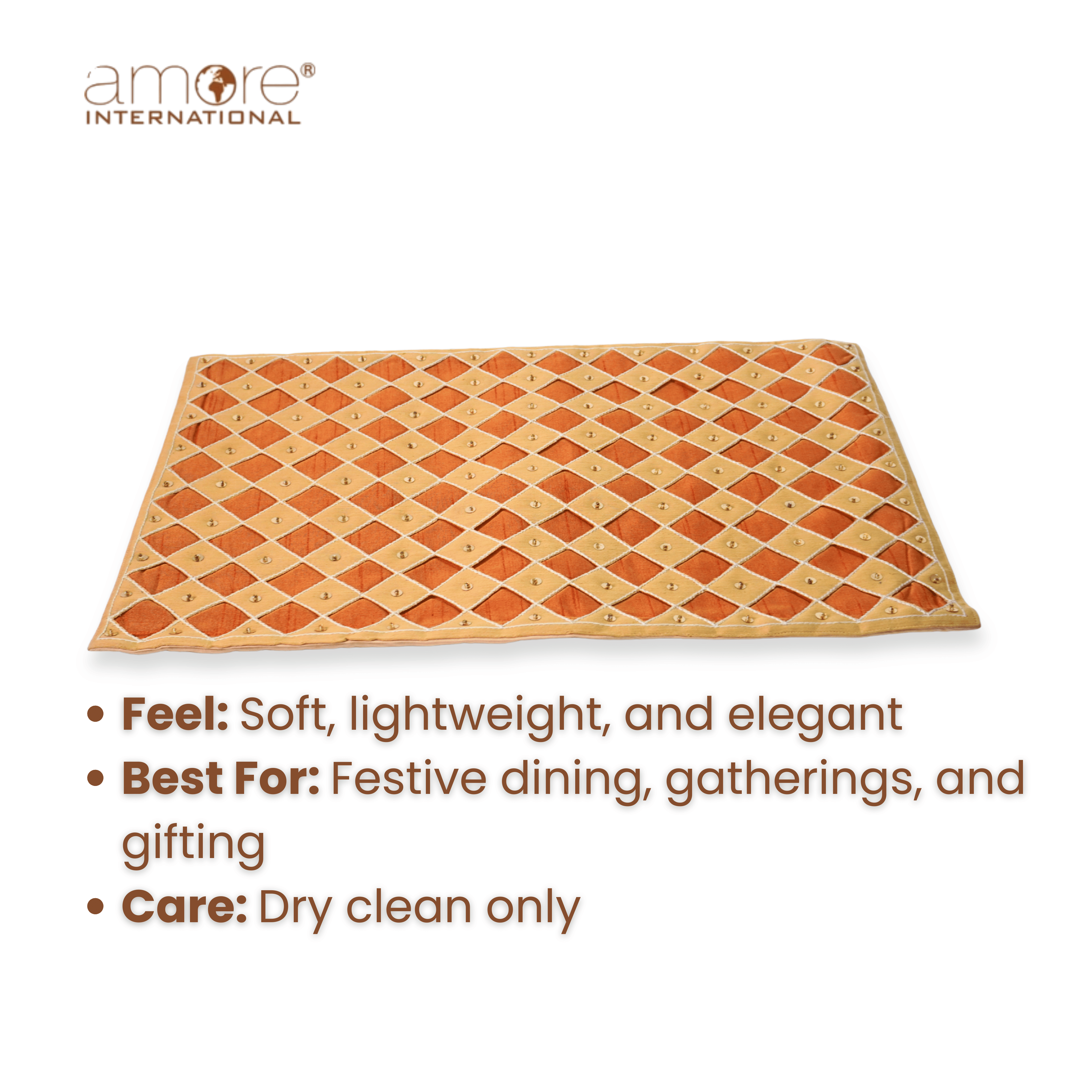 Handcrafted Placemat – Beige, 12"x18"
