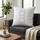 White Designer Cushion Cover | 16"x16" | Poly Cotton | Elegant Circular Embroidery Cushion Cover for Sofa & Bed